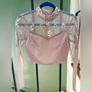 Aso Sheer  lavender Embellished Top (4)